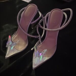 Aldo Silver Stiletto Heels with Butterfly Detail